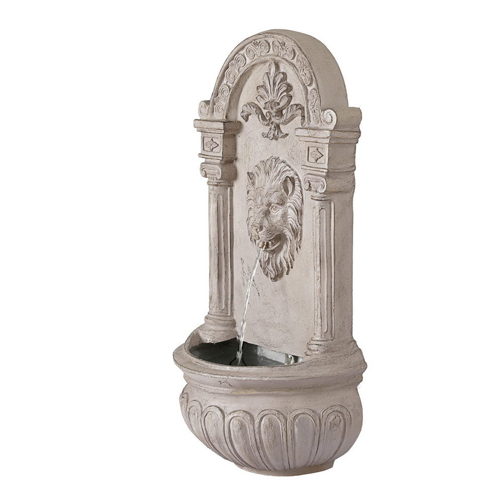 Gardeon Solar Fountain Water Feature Wall Mount Garden Fountains 77CM Beige FOUNT-LION-BGWH