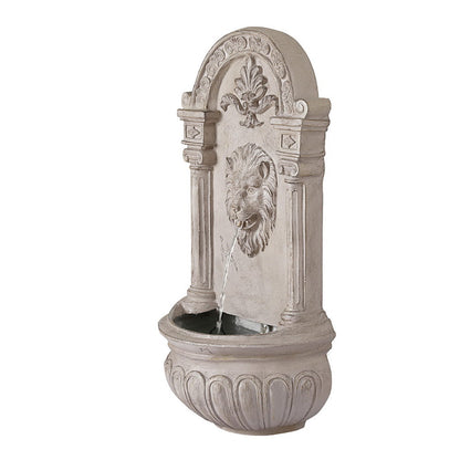 Gardeon Solar Fountain Water Feature Wall Mount Garden Fountains 77CM Beige FOUNT-LION-BGWH