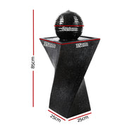 Gardeon Solar Water Feature Twisted Fountain LED Light Bird Bath 85CM Black FOUNT-MOON-BK