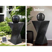Gardeon Solar Water Feature Twisted Fountain LED Light Bird Bath 85CM Black FOUNT-MOON-BK