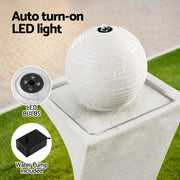 Gardeon Solar Fountain Water Feature Bird Bath Outdoor Garden LED Lights Ball 85CM FOUNT-MOON-CR