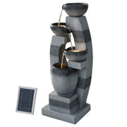 Gardeon Solar Fountain Water Feature Outdoor Fountain Indoor 4-Tier Bowl Cascading Grey FOUNT-MUSHROOM-4LVL-GR