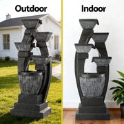 Gardeon Solar Fountain Water Feature Outdoor Fountain Indoor 5-Tier Bowl Cascading Grey FOUNT-MUSHROOM-5LVL-BK