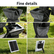 Gardeon Solar Fountain Water Feature Outdoor Fountain Indoor 5-Tier Bowl Cascading Grey FOUNT-MUSHROOM-5LVL-BK