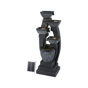 Gardeon Solar Fountain Water Feature Outdoor Fountain Indoor 5-Tier Bowl Cascading Grey FOUNT-MUSHROOM-5LVL-BK