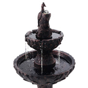 Gardeon Solar Water Feature Tier Fountain with Pump Kit Bird Bath 106CM Peacock FOUNT-PEACOCK-BK