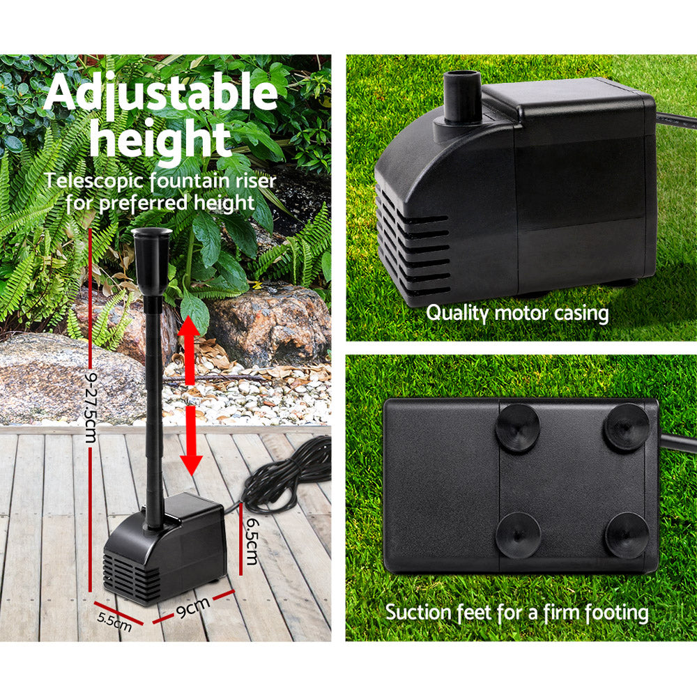 Gardeon Solar Pond Pump Submersible Water Fountain Kit with 2 Panels 7.2FT FOUNT-POND-B-200-1200