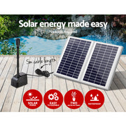 Gardeon Solar Pond Pump Submersible Water Fountain Kit with 2 Panels 7.2FT FOUNT-POND-B-200-1200