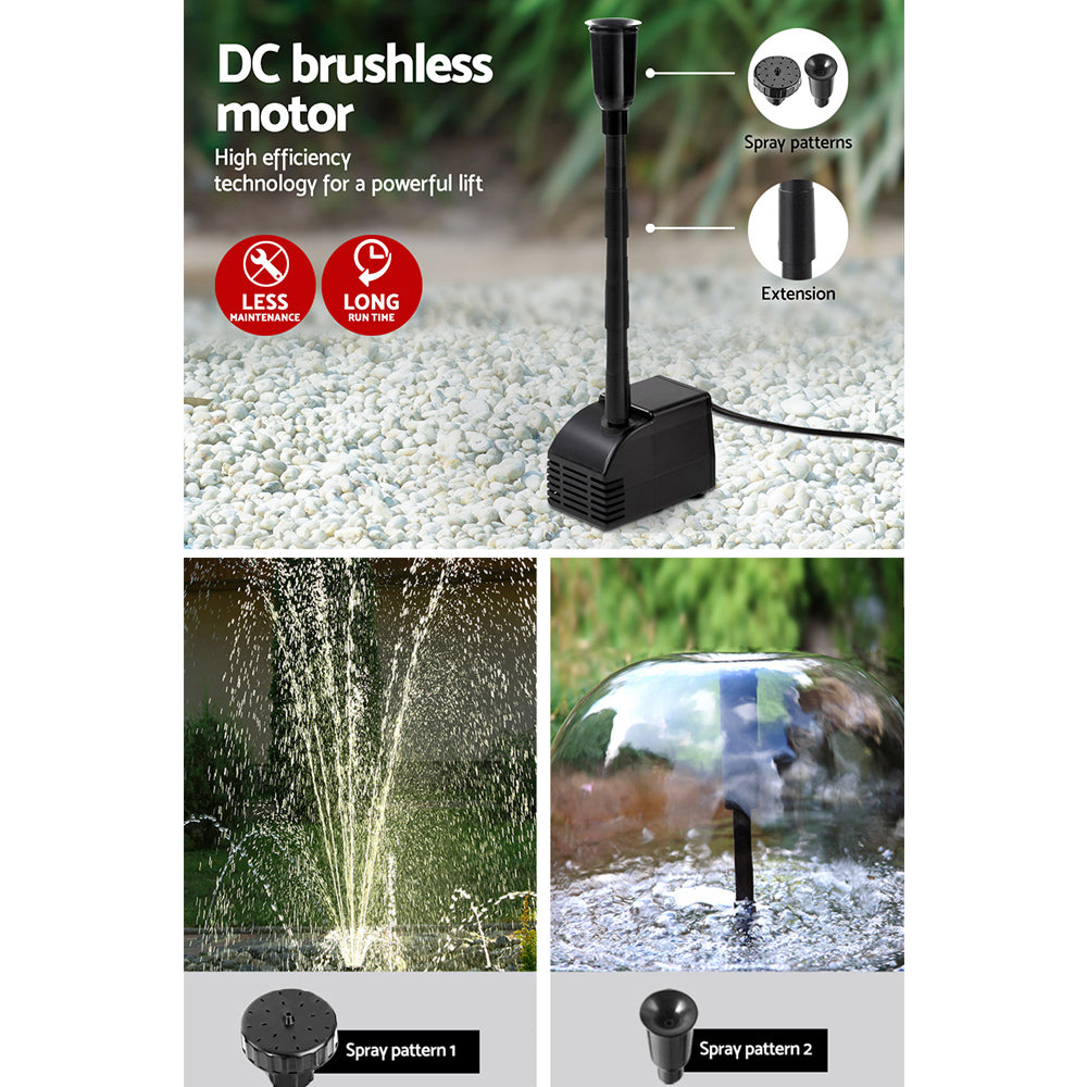 Gardeon Solar Pond Pump Submersible Water Fountain Kit with 2 Panels 7.2FT FOUNT-POND-B-200-1200