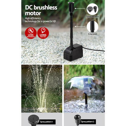 Gardeon Solar Pond Pump Submersible Water Fountain Kit with 2 Panels 7.2FT FOUNT-POND-B-200-1200