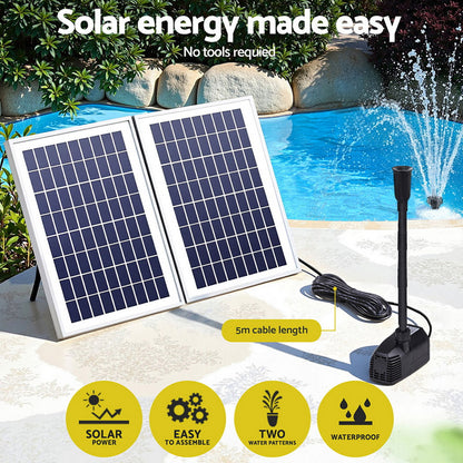 Gardeon Solar Pond Pump Submersible Water Fountain Kit with 2 Panels 1600L/H FOUNT-POND-B-270-1600