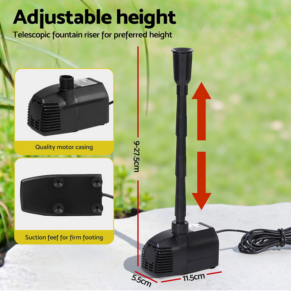 Gardeon Solar Pond Pump Submersible Water Fountain Kit with 2 Panels 1600L/H FOUNT-POND-B-270-1600