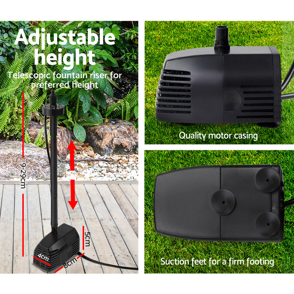 Gardeon Solar Pond Pump Submersible Water Fountain with Battery Kit LED Lights 4FT FOUNT-POND-B-35-DX250
