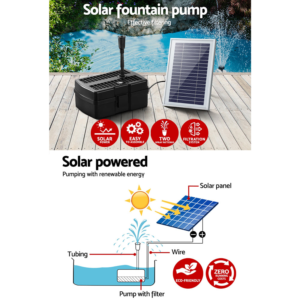 Gardeon Solar Pond Pump with Filter Box 4.6FT FOUNT-POND-B-500-BOX