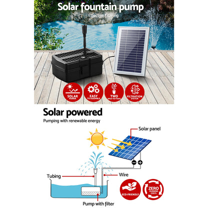 Gardeon Solar Pond Pump with Filter Box 4.6FT FOUNT-POND-B-500-BOX