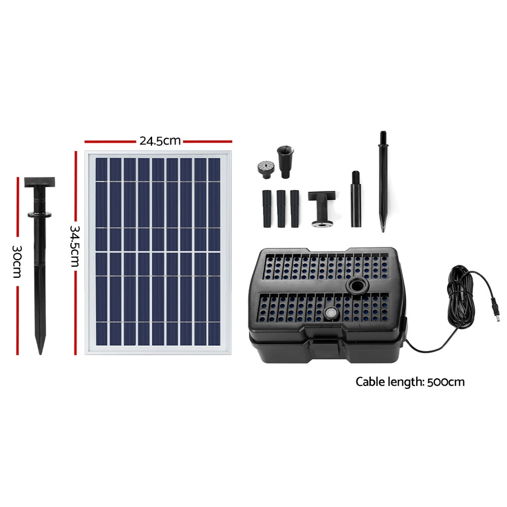 Gardeon Solar Pond Pump Water Fountain Filter Box Submersible Outdoor Pool 6.6FT FOUNT-POND-B-800-BOX