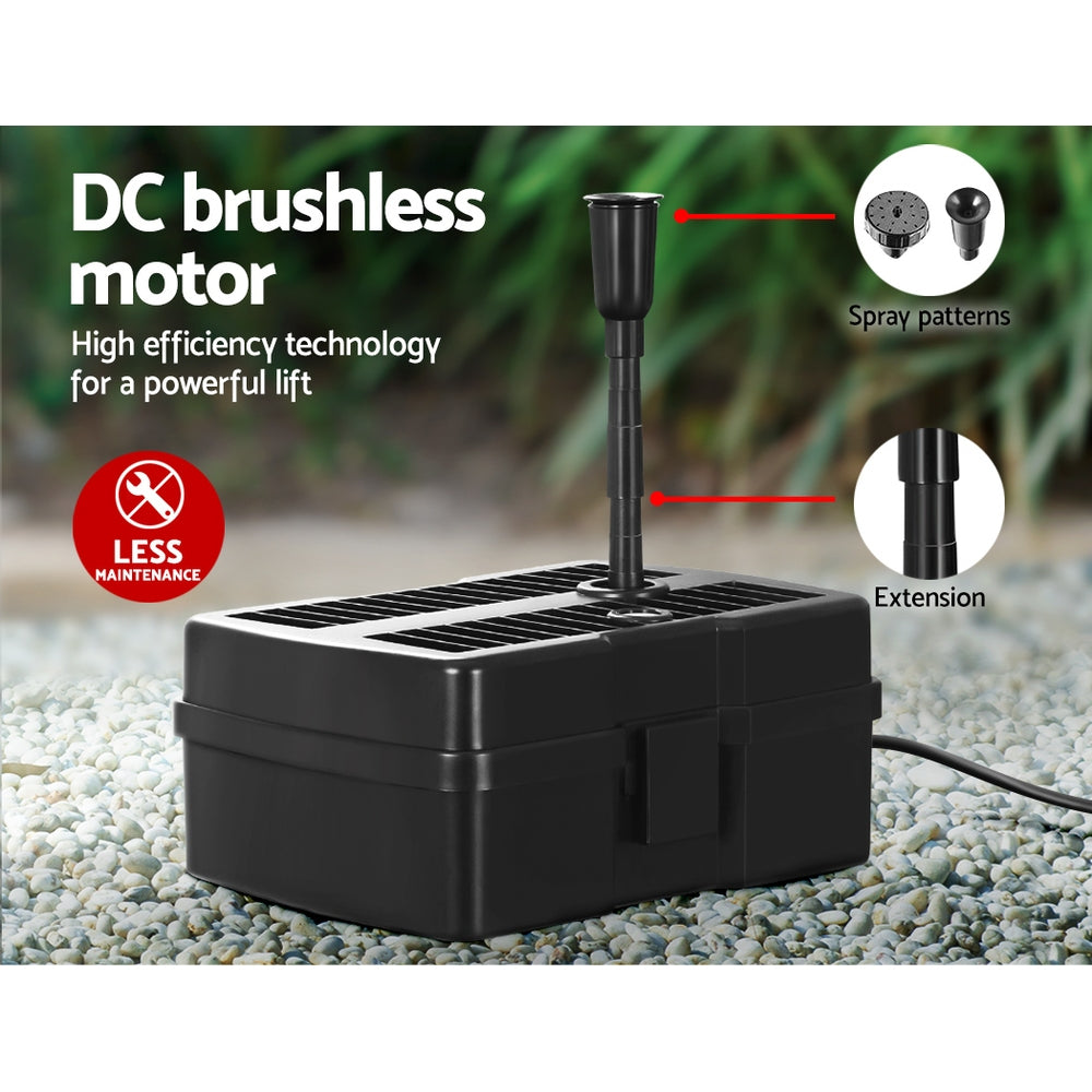 Gardeon Solar Pond Pump Water Fountain Filter Box Submersible Outdoor Pool 6.6FT FOUNT-POND-B-800-BOX