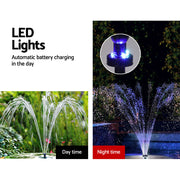 Gardeon Solar Pond Pump with Battery Kit LED Lights 9.8FT FOUNT-POND-B-DX120