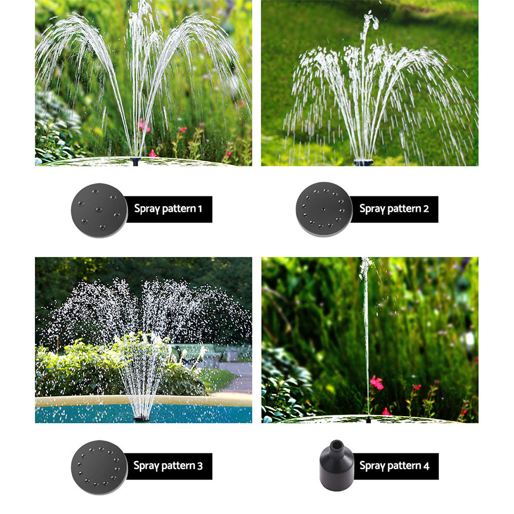 Gardeon Solar Pond Pump Submersible Water Fountain with Battery LED Lights 4.4FT FOUNT-POND-B-DX36