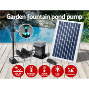 Gardeon Solar Pond Pump Submersible Fountain with Battery Kit LED Lights 5.2FT FOUNT-POND-B-DX90