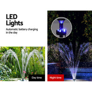 Gardeon Solar Pond Pump Submersible Fountain with Battery Kit LED Lights 5.2FT FOUNT-POND-B-DX90