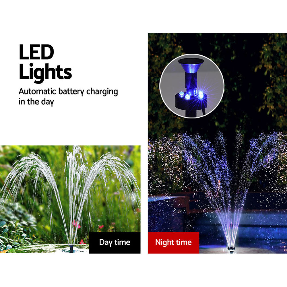 Gardeon Solar Pond Pump Submersible Fountain with Battery Kit LED Lights 5.2FT FOUNT-POND-B-DX90