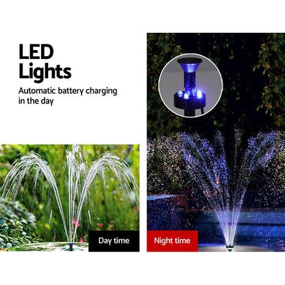 Gardeon Solar Pond Pump Submersible Fountain with Battery Kit LED Lights 5.2FT FOUNT-POND-B-DX90