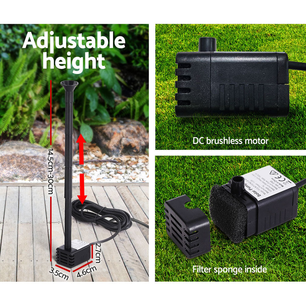 Gardeon Solar Pond Pump Submersible Water Fountain Kit 2.6FT FOUNT-POND-B-MINI14