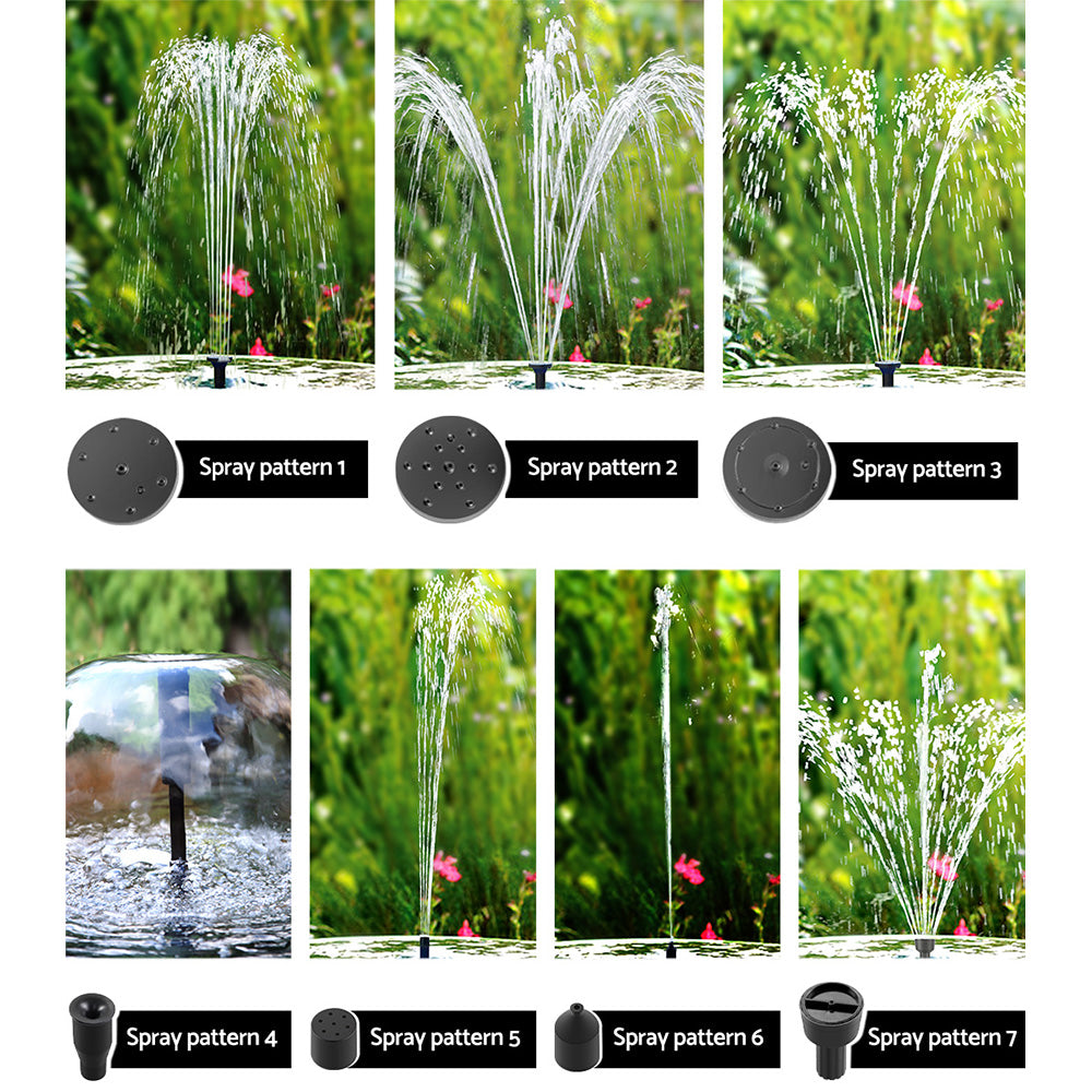 Gardeon Solar Pond Pump with Battery Kit LED Lights 8.8 FT FOUNT-POND-C-DX120