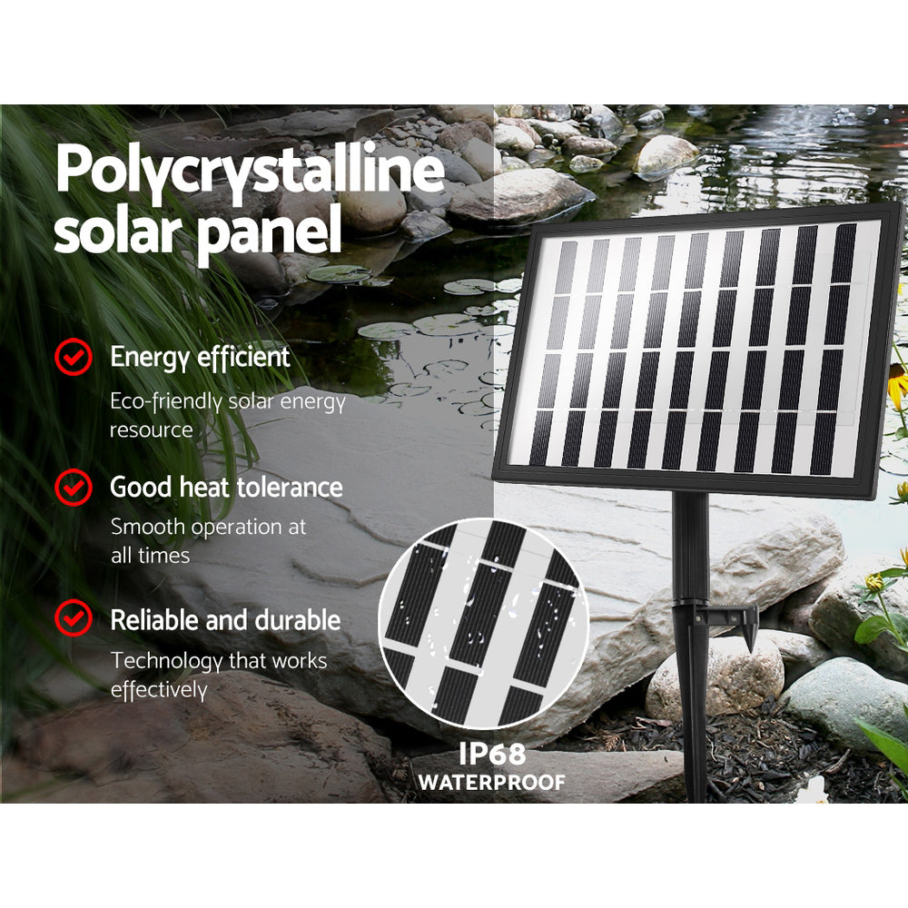 Gardeon Solar Pond Pump with Battery LED Lights 4 FT FOUNT-POND-C-DX36