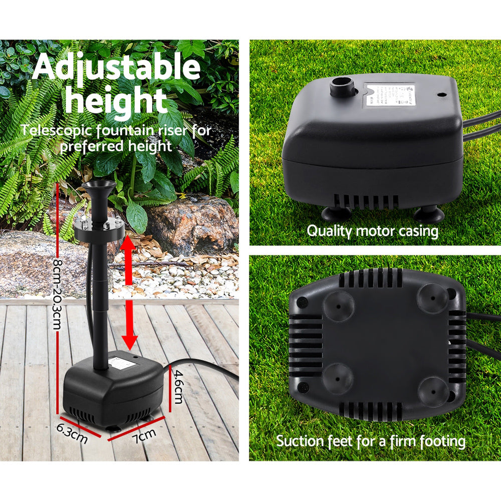 Gardeon Solar Pond Pump with Battery LED Lights 4 FT FOUNT-POND-C-DX36