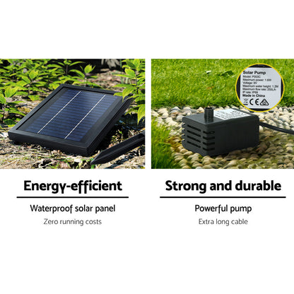 Gardeon Solar Water Feature Cascading Fountain 3-Tier Pot LED Lights 76CM Grey FOUNT-POT-3LVL-GR
