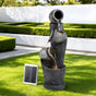 Gardeon Solar Fountain Water Feature Cascading Fountain 3-Tier Pot LED Lights 80CM Grey FOUNT-POT-4LVL-GRBG
