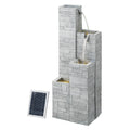 Gardeon Solar Fountain Water Feature Outdoor Indoor 4-Tier Square Cascading Beige FOUNT-SQUARE-4LVL-BG
