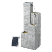 Gardeon Solar Fountain Water Feature Outdoor Indoor 4-Tier Square Cascading Beige FOUNT-SQUARE-4LVL-BG