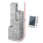 Gardeon Solar Fountain Water Feature Outdoor Indoor 4-Tier Square Cascading Beige FOUNT-SQUARE-4LVL-BG