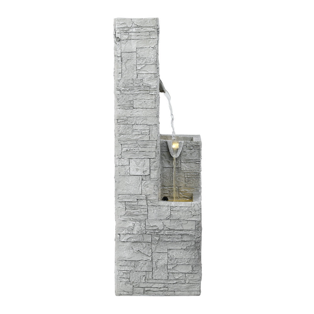 Gardeon Solar Fountain Water Feature Outdoor Indoor 4-Tier Square Cascading Beige FOUNT-SQUARE-4LVL-BG
