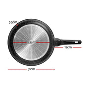 5-Star Chef Non Stick Frying Pan Cast Aluminium Steak Skillet BBQ Cookware 30cm FP-1CA-BK