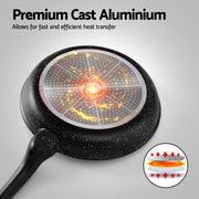 5-Star Chef Non Stick Frying Pan Cast Aluminium Steak Skillet BBQ Cookware 30cm FP-1CA-BK
