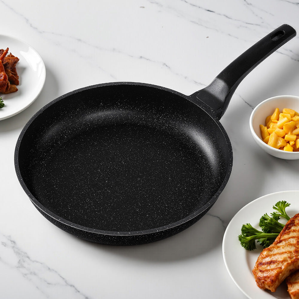 5-Star Chef Non Stick Frying Pan Cast Aluminium Steak Skillet BBQ Cookware 30cm FP-1CA-BK