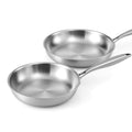 5-star Chef Frying Pan Stainless Steel Uncoated Twin Frypan Set 25/30cm Silver FP-2SET-SI