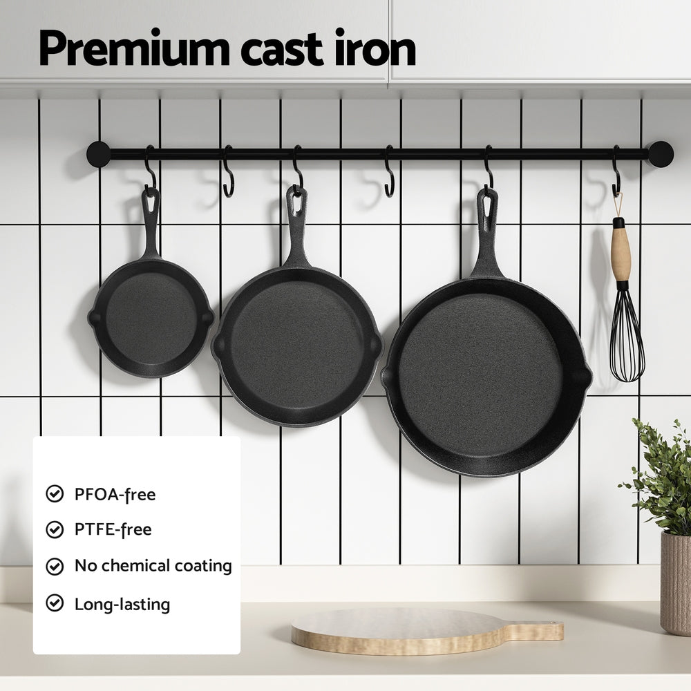 5-star chef Non Stick Frying Pan Cast Iron 3PCS FP-3SET-BK