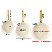 5-star Chef Frying Pan 3PCS Shades Frypan Set Ceramic Coating Multi Colour FP-3SET-MT