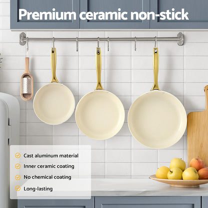 5-star Chef Frying Pan 3PCS Shades Frypan Set Ceramic Coating Multi Colour FP-3SET-MT