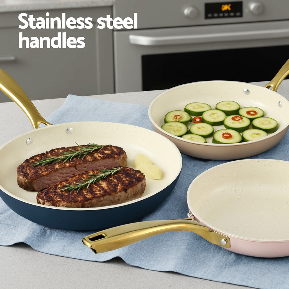 5-star Chef Frying Pan 3PCS Shades Frypan Set Ceramic Coating Multi Colour FP-3SET-MT