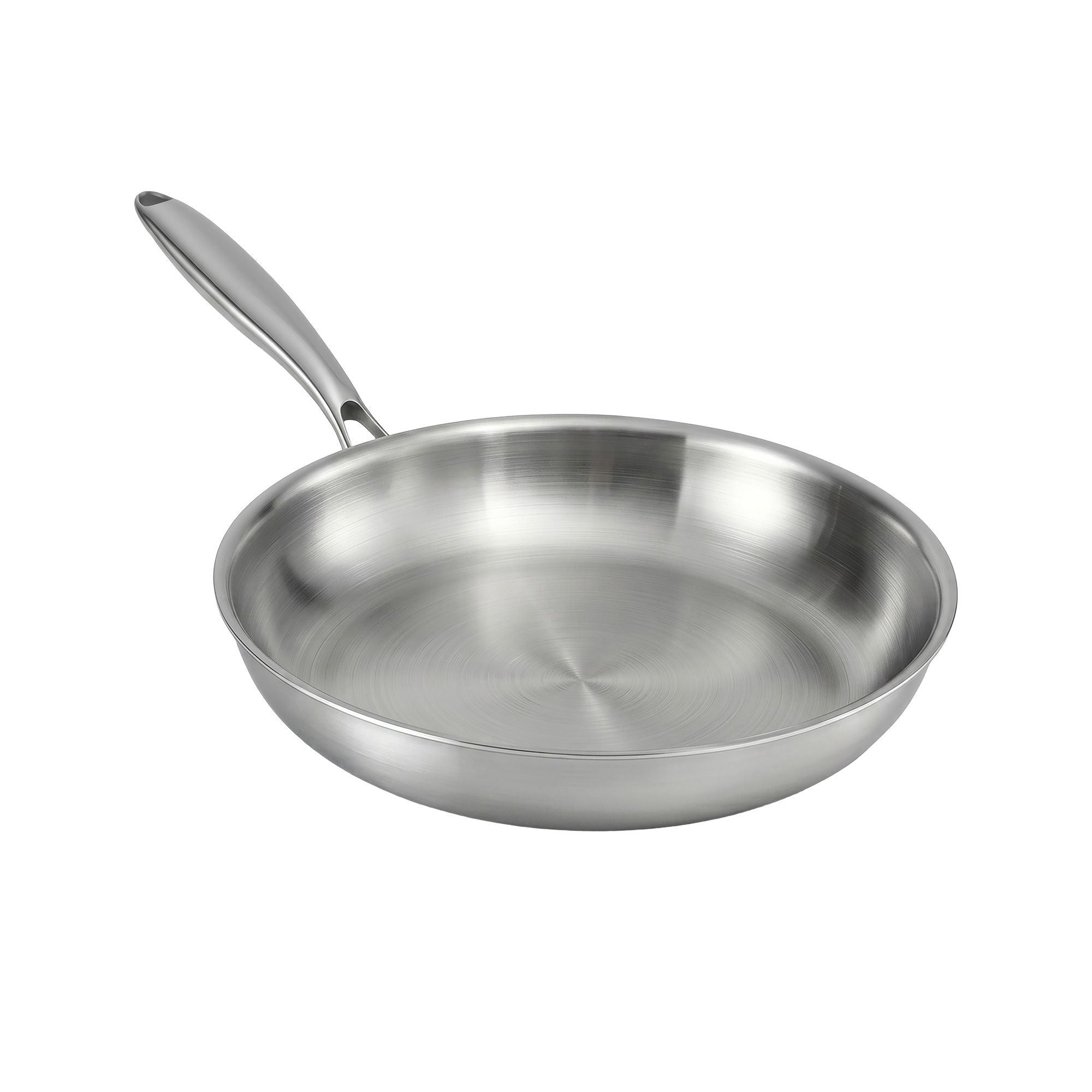 5-Star Chef 30cm Stainless Steel Frying Pan Uncoated Frypan with Tri-Ply Body Silver FP-SI-28CM