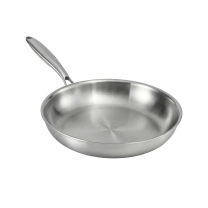 5-Star Chef 30cm Stainless Steel Frying Pan Uncoated Frypan with Tri-Ply Body Silver FP-SI-28CM