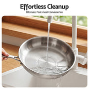 5-Star Chef 30cm Stainless Steel Frying Pan Uncoated Frypan with Tri-Ply Body Silver FP-SI-28CM