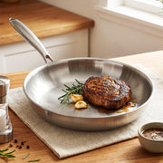 5-Star Chef 30cm Stainless Steel Frying Pan Uncoated Frypan with Tri-Ply Body Silver FP-SI-28CM