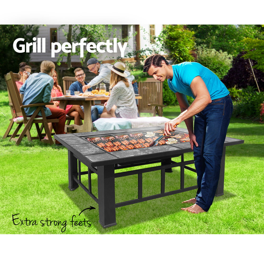 Grillz Fire Pit BBQ Grill Ice Bucket 3-In-1 Table FPIT-BBQ-3IN1-9444-ICE